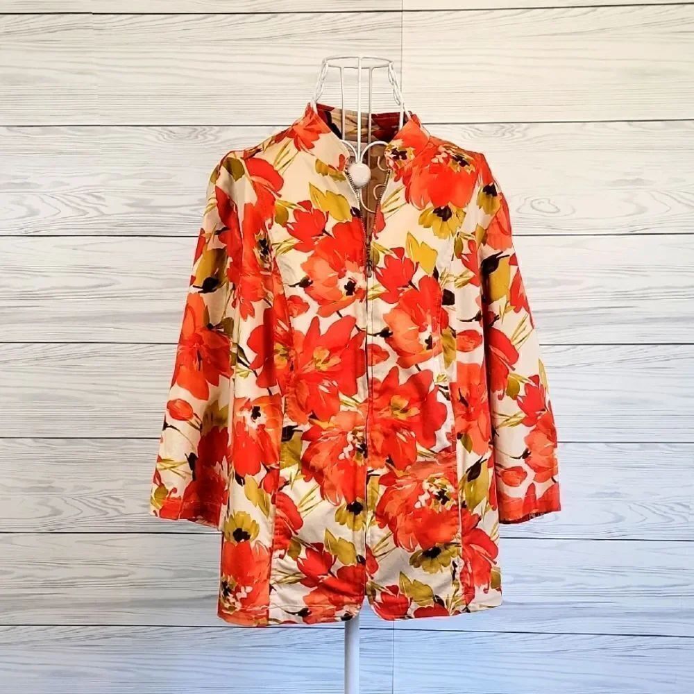 Christopher & Banks Floral Women's Blazer Jacket Womens Size 1X